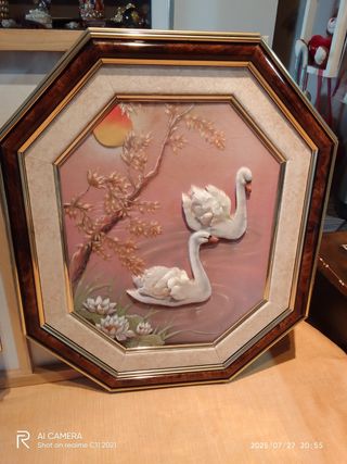2 Cuadros Cisnes Vintage por Elena Olivera 