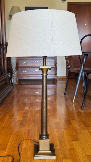 Lámpara mesa diseño - Madera y lino