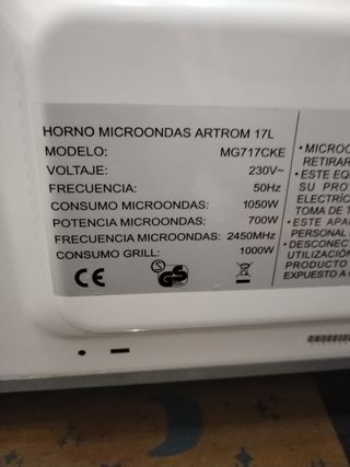 Microondas ARTROM 17L - Blanco