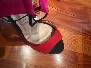 Sandali 100% pelle tacco alto rosa-rosso 37/38