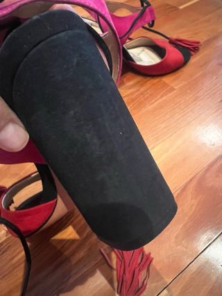 Sandali 100% pelle tacco alto rosa-rosso 37/38