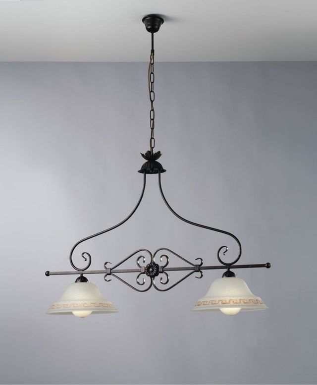 Lampada Egizia 2 luci metallo vetro