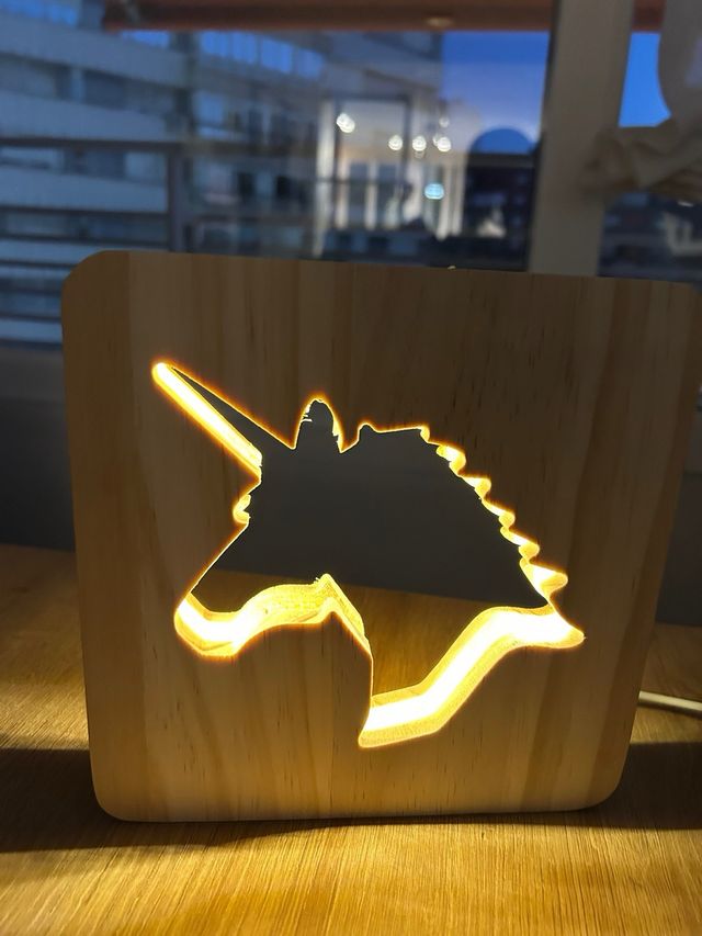 Lampara Unicornio Madera