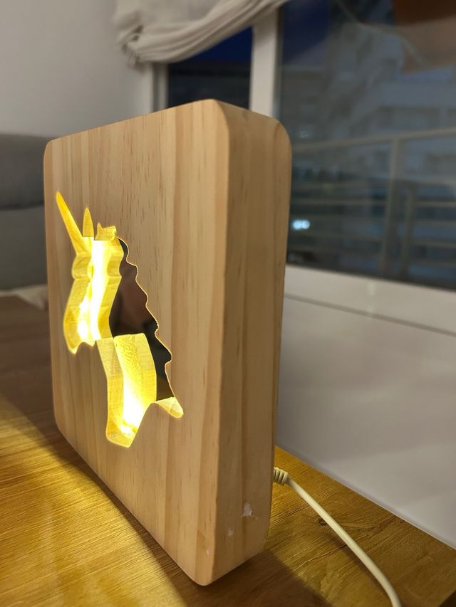 Lampara Unicornio Madera