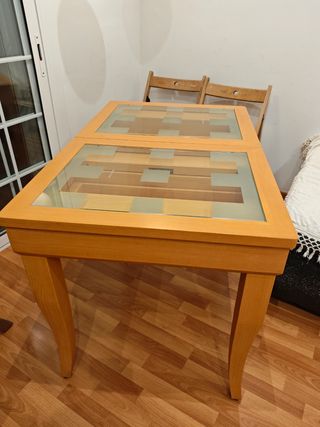 Mesa extensible madera-cristal