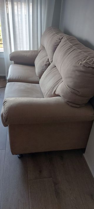 Sofá 2 plazas beige - piel sintética