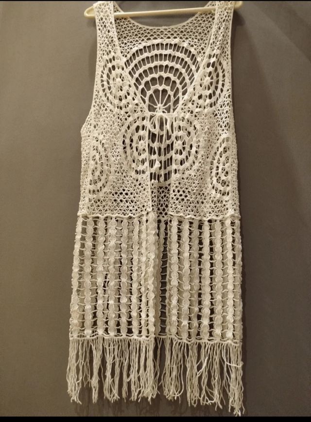 Chaleco crochet boho blanco