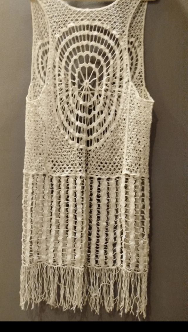 Chaleco crochet boho blanco