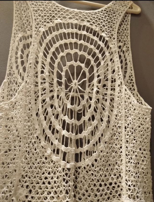 Chaleco crochet boho blanco