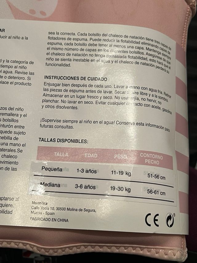 Chaleco natación niña Monneka