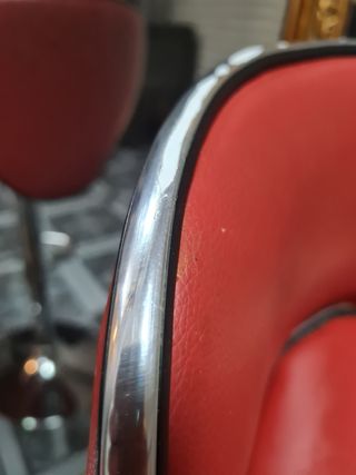2 Taburetes rojos metal cuero sintético