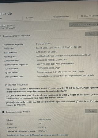 PC HP + monitor LG + silla y mesa