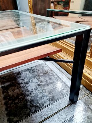 Mesa centro madera cristal