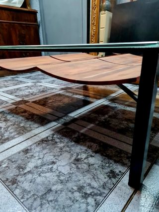 Mesa centro madera cristal