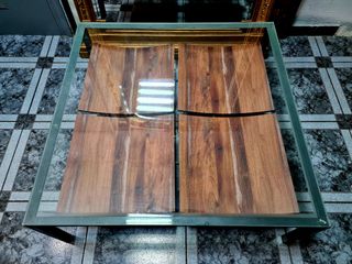 Mesa centro madera cristal
