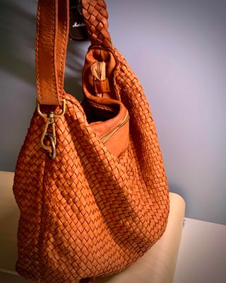 Bolso boho piel trenzada Vera Pelle Italia