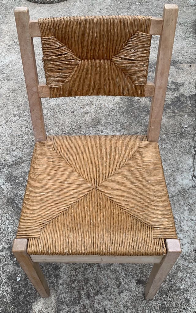 Silla mimbre y madera