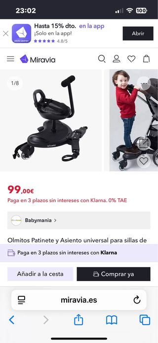 Patinete y asiento universal para carrito olmitos.