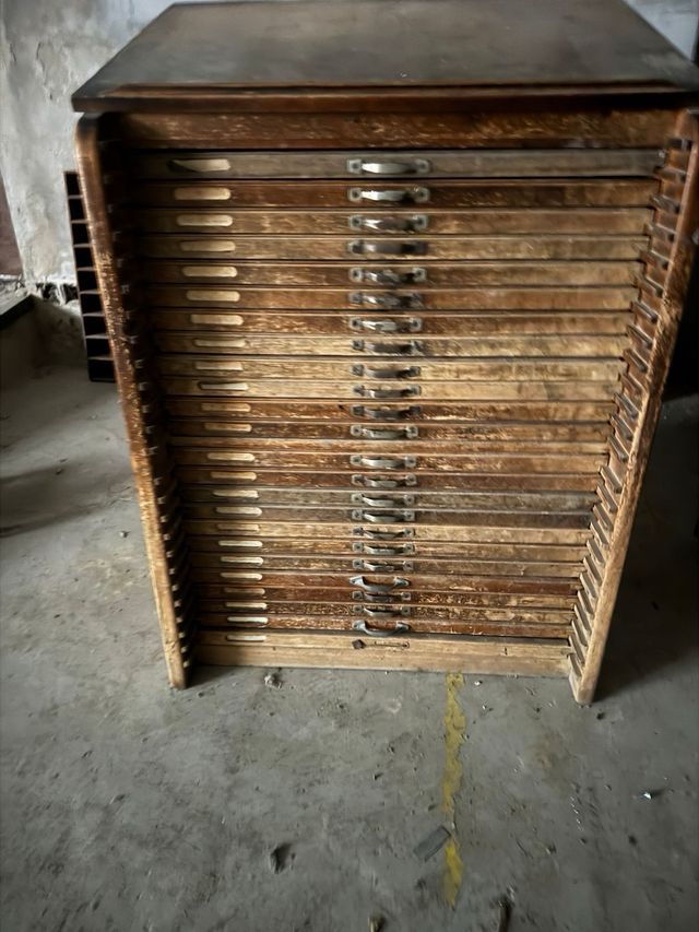 Archivadores madera imprenta antiguo