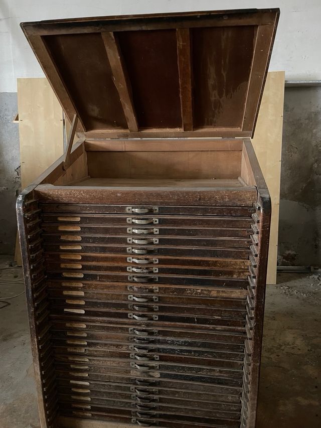 Archivadores madera imprenta antiguo