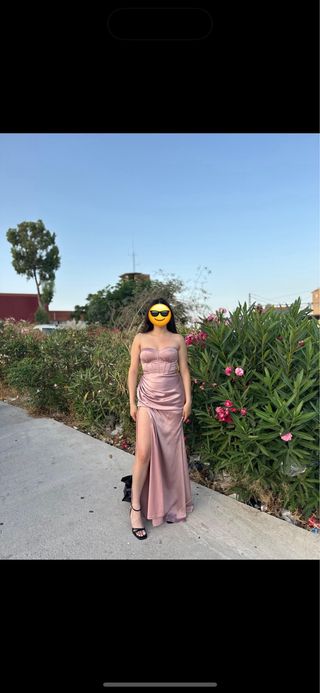 Vestido fiesta satén rosa
