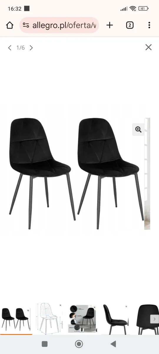 ✅4 Sillas Comedor salon Negro, Terciopelo nuevas