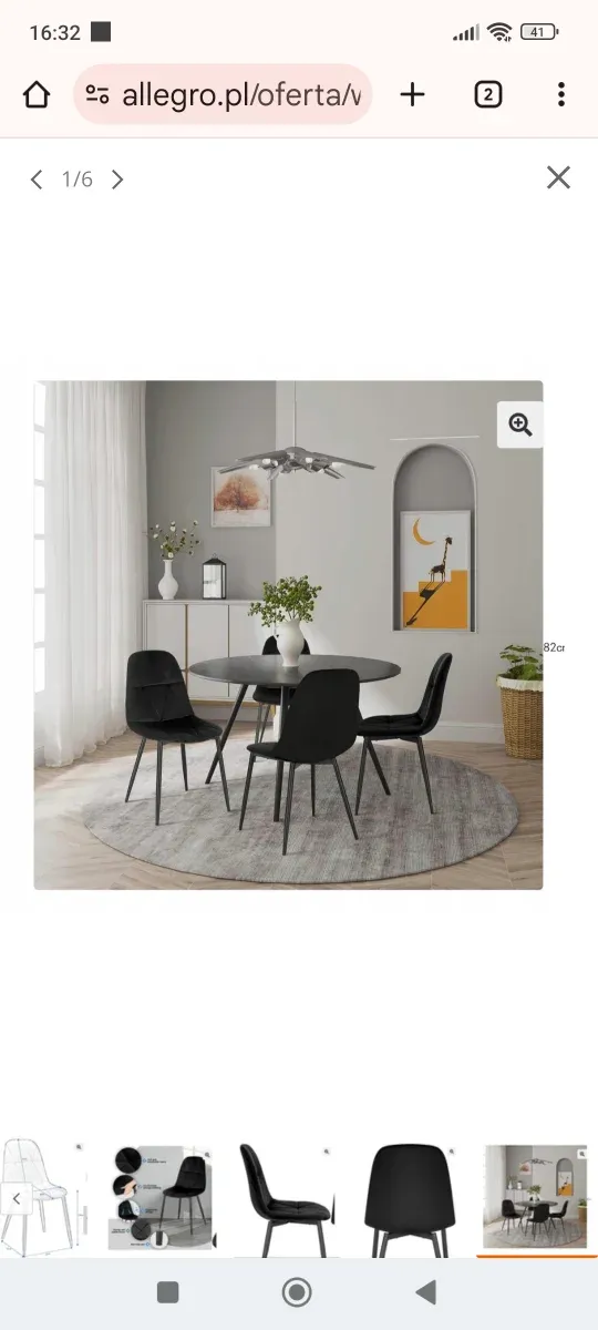 ✅4 Sillas Comedor salon Negro, Terciopelo nuevas