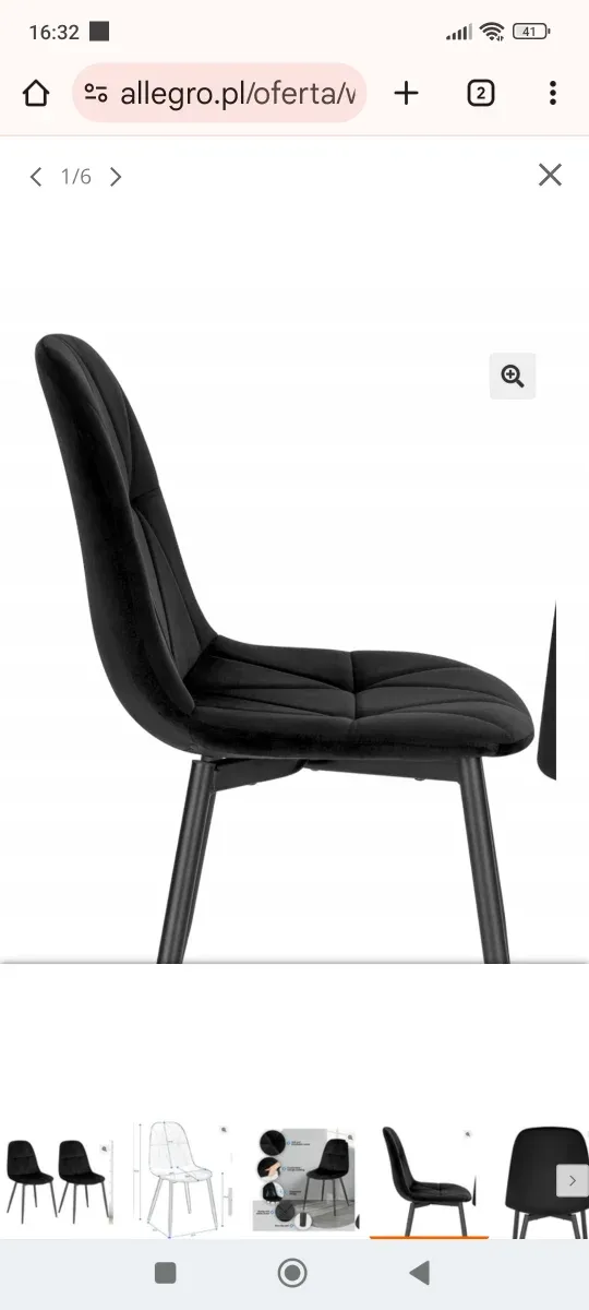 ✅4 Sillas Comedor salon Negro, Terciopelo nuevas