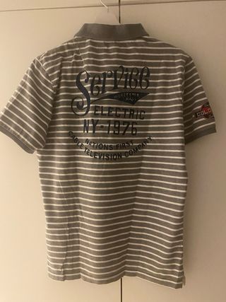 Polo a righe grigio-bianco