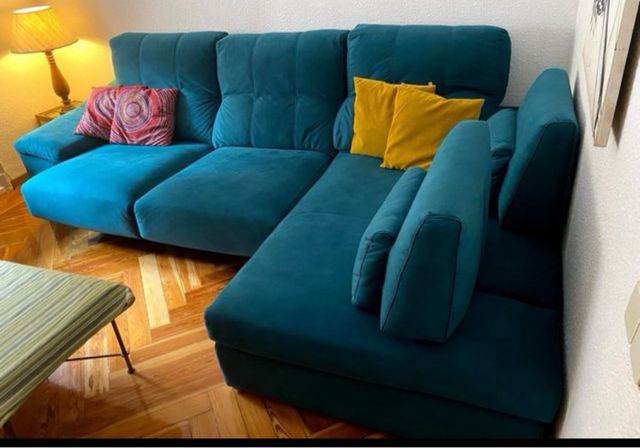 Sofá chaiselongue turquesa 310cm