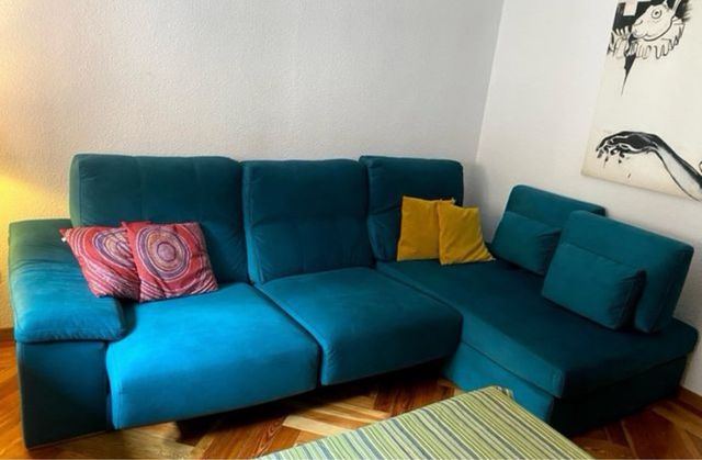 Sofá chaiselongue turquesa 310cm