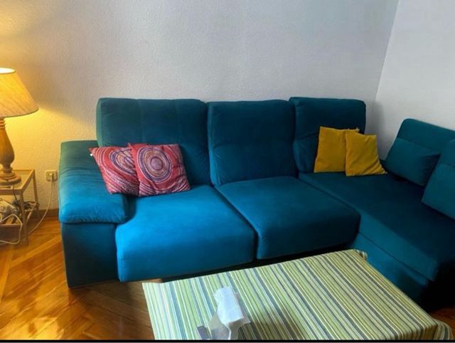 Sofá chaiselongue turquesa 310cm