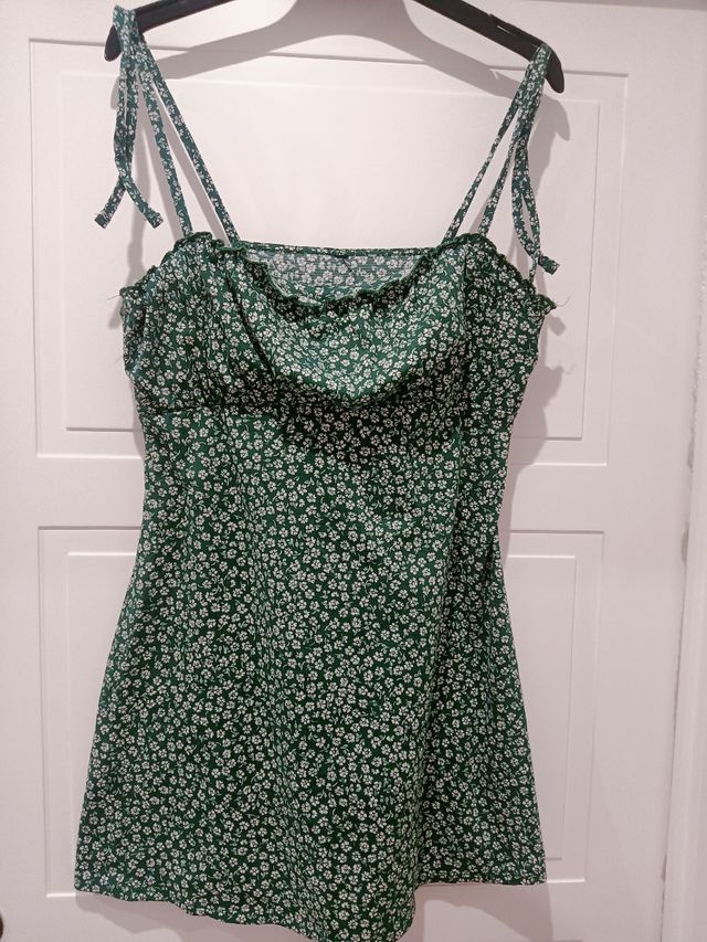 Vestido flores verano - verde blanco