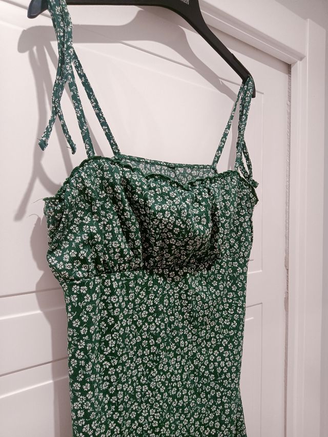 Vestido flores verano - verde blanco