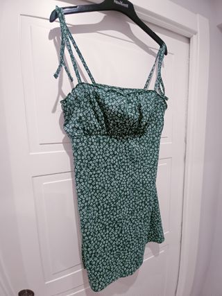 Vestido flores verano - verde blanco