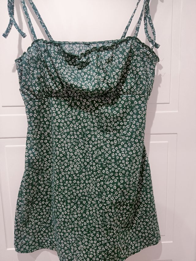 Vestido flores verano - verde blanco