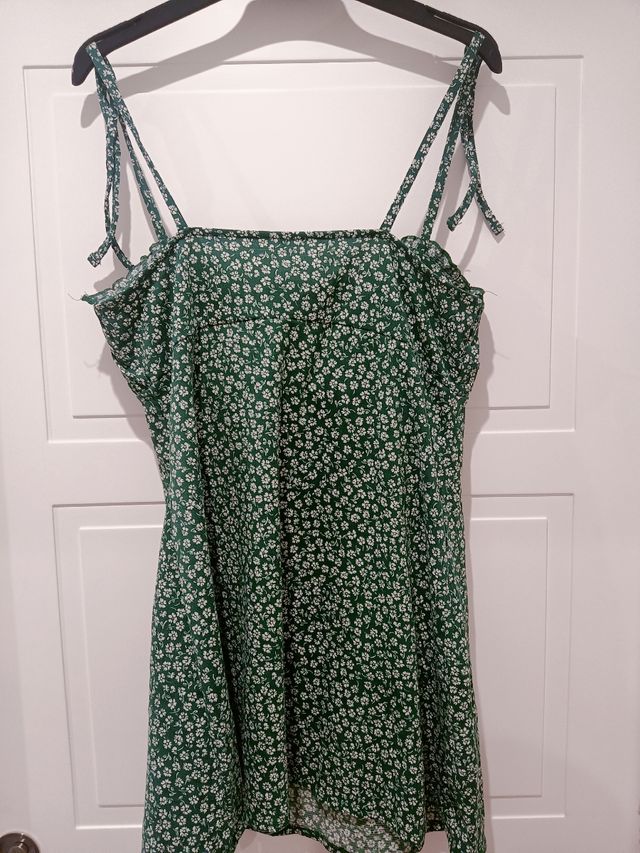 Vestido flores verano - verde blanco