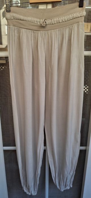 Conjunto blusa+pantalón marrón y beige