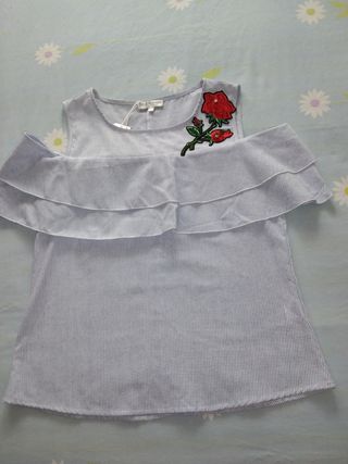 Blusa nueva Red Queen azul rayas