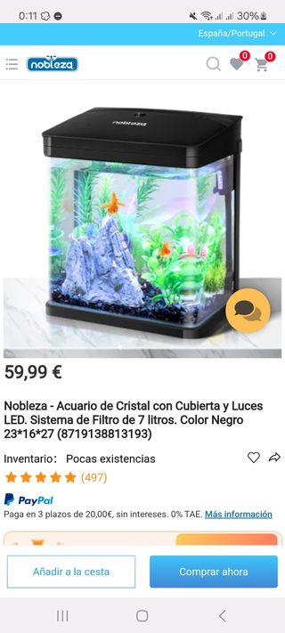 Acuario pequeño Nobleza 7L