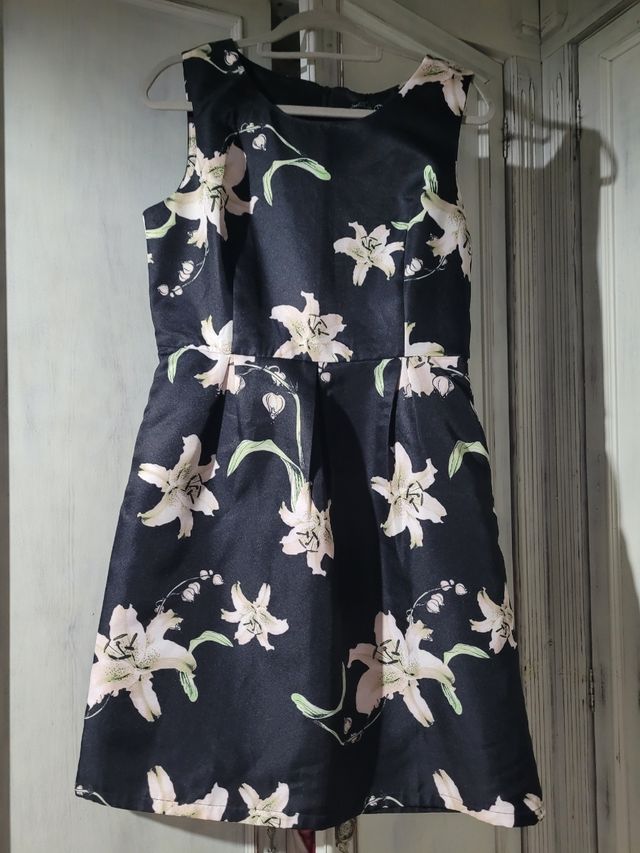 Vestido floral negro - Talla L
