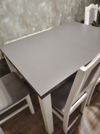 Mesa Comedor + 4 Sillas Grises