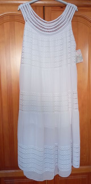 Vestido blanco playero largo. Talla única