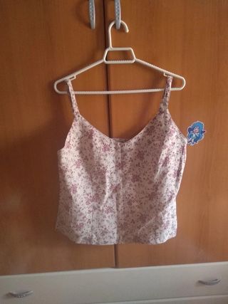 Traje beige y rosa - blusa y pantalón