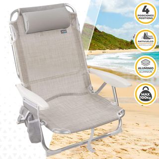 Silla Plegable Playa Aktive - Aluminio Beige
