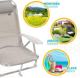 Silla Plegable Playa Aktive - Aluminio Beige