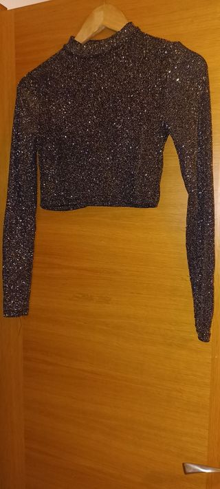 Top negro Pull&Bear M - Brillante