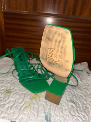 Tacones tiras verdes mujer -talla 37