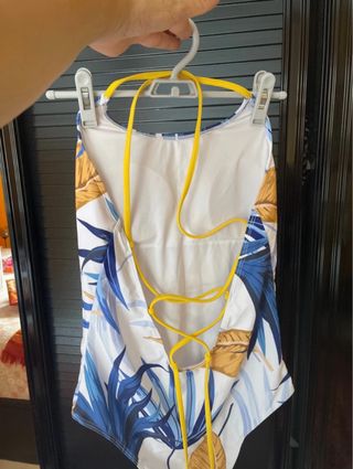 Bañador azul y blanco mujer