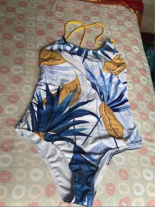 Bañador azul y blanco mujer